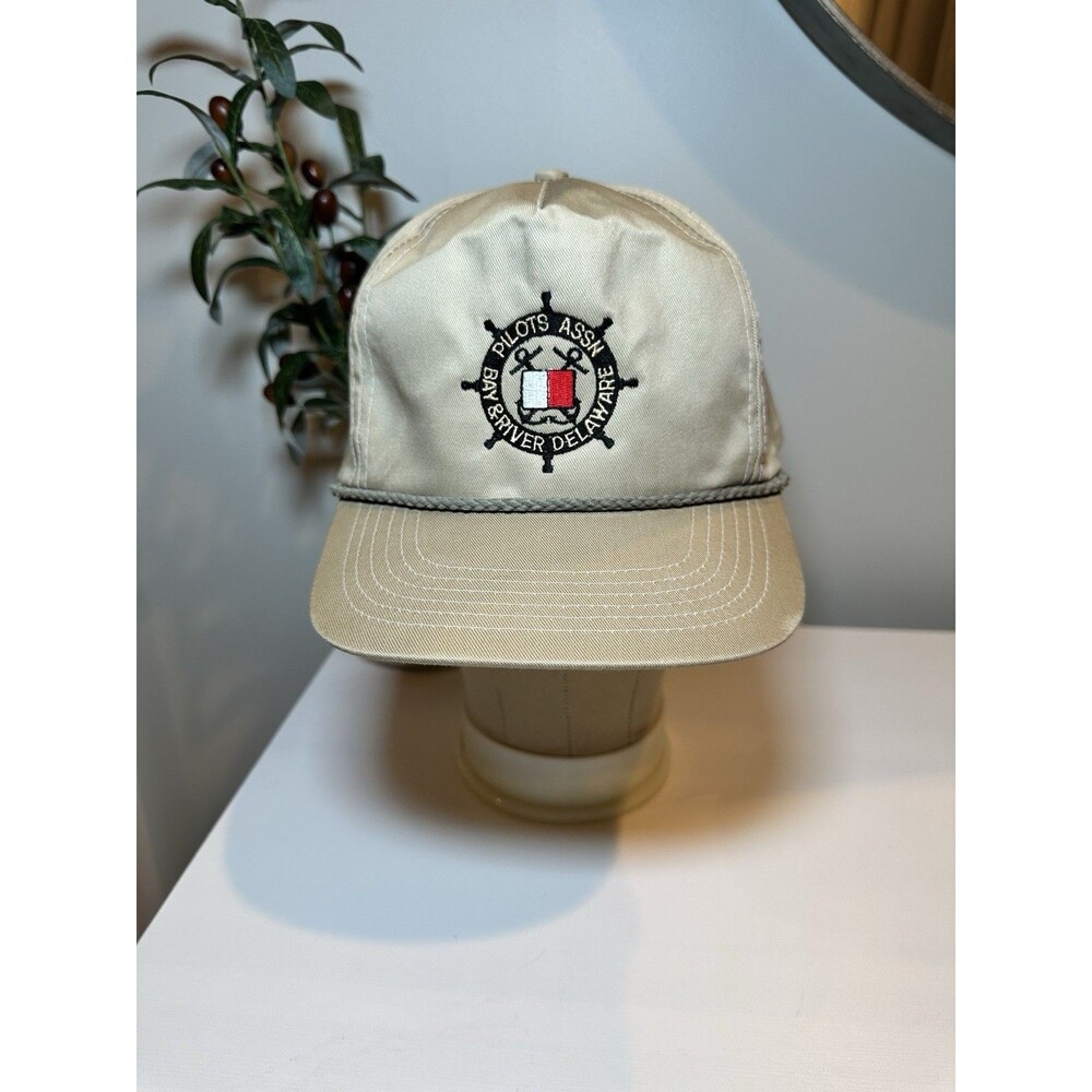VTG Delaware Bay & River Pilots Association Rope Snapback Dad Hat Beige Nautical